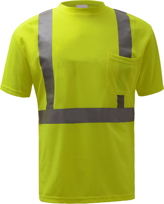 GSS Standard Class 2 Moisture Wicking Short Sleeve Safety T-Shirt with Chest Pocket - DARKWING TECH