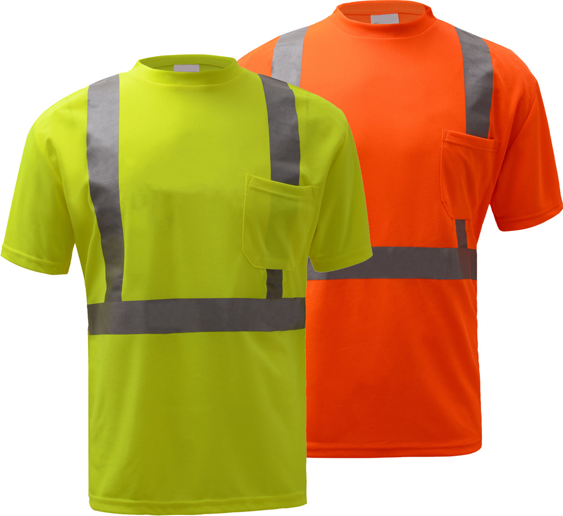 GSS Standard Class 2 Moisture Wicking Short Sleeve Safety T-Shirt with Chest Pocket - DARKWING TECH