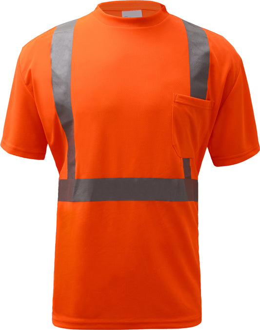 GSS Standard Class 2 Moisture Wicking Short Sleeve Safety T-Shirt with Chest Pocket - DARKWING TECH