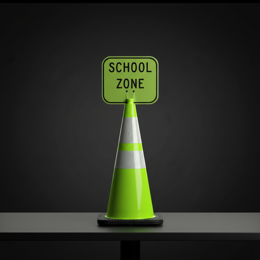 28" 7lbs (Lime) Traffic Cone with 6" & 4" Reflective Collars and Black Base