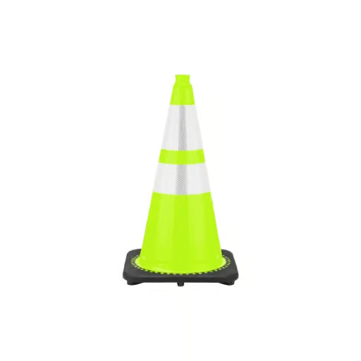 28" 7lbs (Lime) Traffic Cone with 6" & 4" Reflective Collars and Black Base - DARKWING TECH