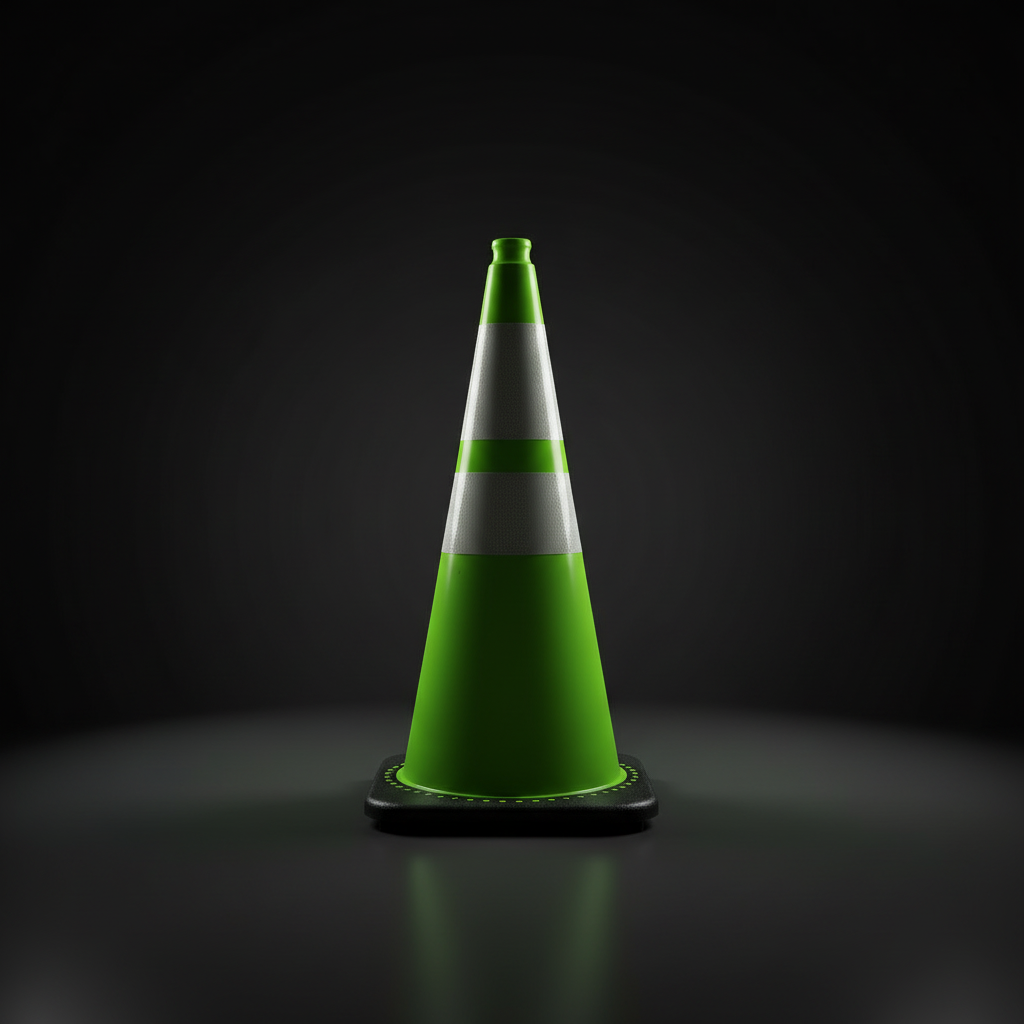28" 7lbs (Lime) Traffic Cone with 6" & 4" Reflective Collars and Black Base