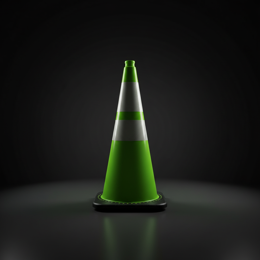 28" 7lbs (Lime) Traffic Cone with 6" & 4" Reflective Collars and Black Base