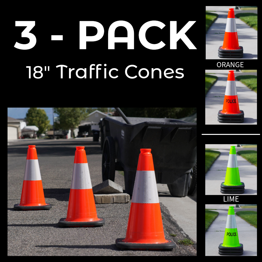 3-Pack 18" High-Visibility Traffic Cones - DARKWING TECH