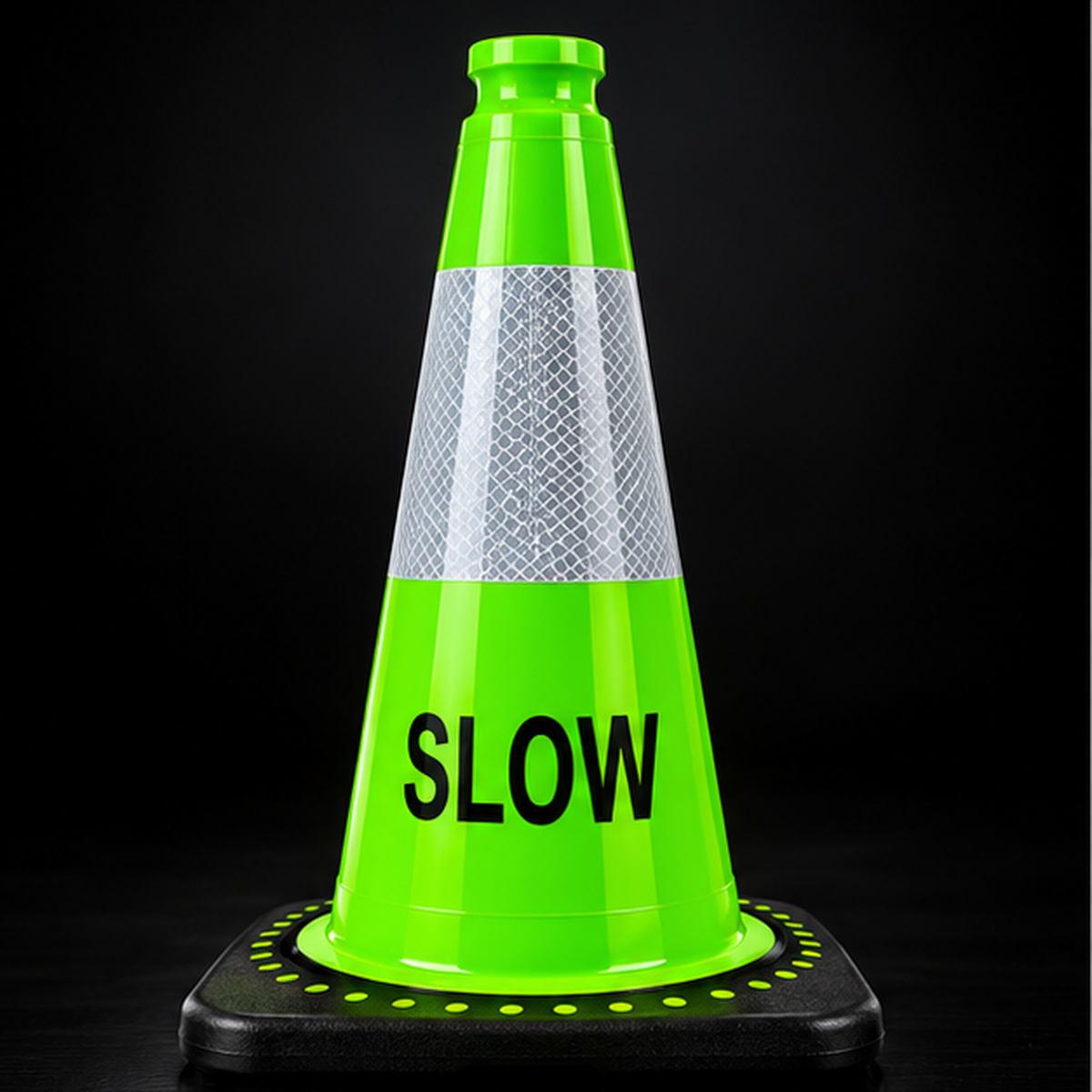 Lime 18-inch SLOW cone, black studio background